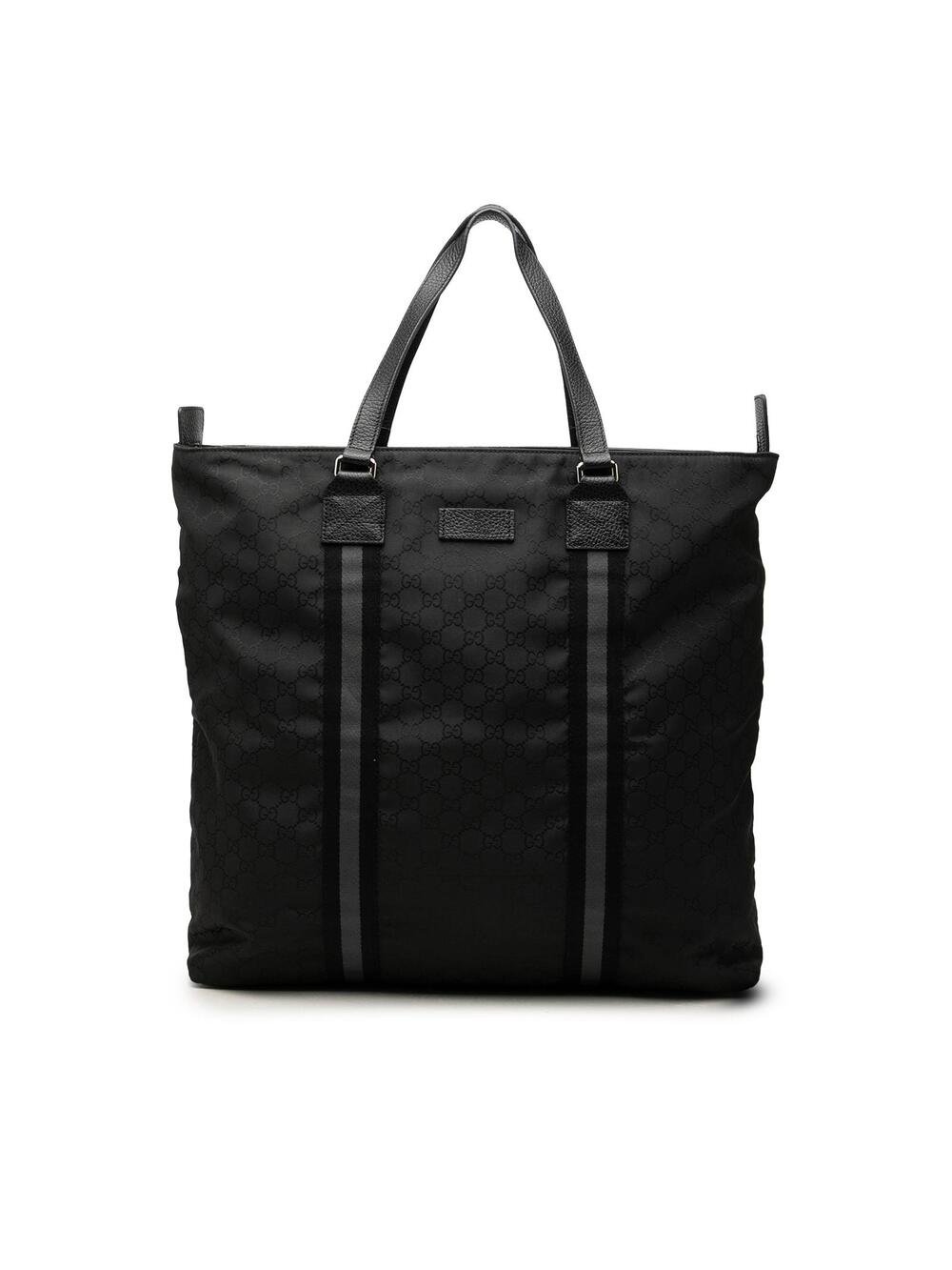 Gucci Gg Nylon Web Tote Pre-Loved Black #365030G65B